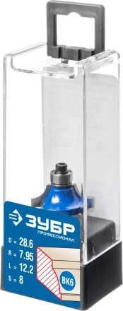 ЗУБР 28.6 x 12.2 мм, радиус 8 мм, фреза кромочная калевочная №1, Профессионал (28700-28.6) купить в Ноябрьске