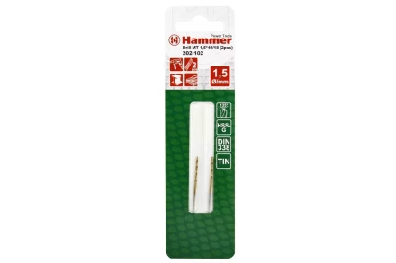 Сверло по металлу HAMMER Ф1.5х40мм (DR MT 1,5мм*40/18мм 2шт.) купить в Ноябрьске