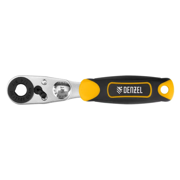 Ключ-трещотка для бит 1/4" Denzel 11633, 52 зуба, CrMo, адаптер для торцевых головок Denzel купить в Ноябрьске
