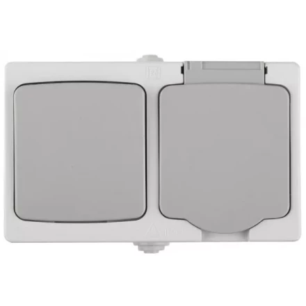 Комплект СВЕТОЗАР &quot;АВРОРА&quot; розетка с зазем. и защ. крышкой, 16А/~250В, выкл. одноклав. IP44, цвет серо-белый, 10А/~250В SV-54323-W купить в Ноябрьске