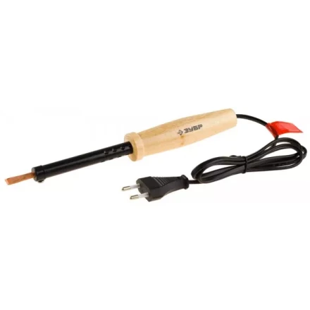 Электропаяльник ЗУБР &quot;МАСТЕР&quot; с деревянной рукояткой и долговечным жалом, форма клин 60Вт 55405-60 купить в Ноябрьске