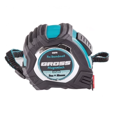 Рулетка Magnetisch 3 м х 16 мм обрезиненный корпус автоматическая фиксация Нейлоновое покрытиеытие зацеп с магнитом Gross 32570 купить в Ноябрьске