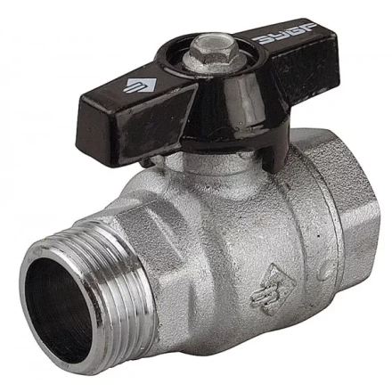 Кран шаровой ЗУБР полнопроходной &quot;мама-папа&quot;, бабочка, хромиров латунь, 3/4&quot; 4-51324-C-3/4 купить в Ноябрьске