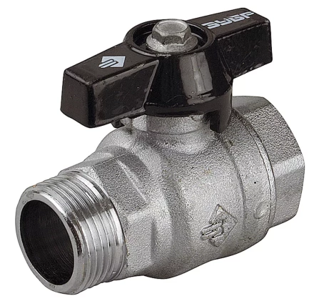 Кран шаровой ЗУБР полнопроходной &quot;мама-папа&quot;, бабочка, хромиров латунь, 3/4&quot; 4-51324-C-3/4 купить в Ноябрьске