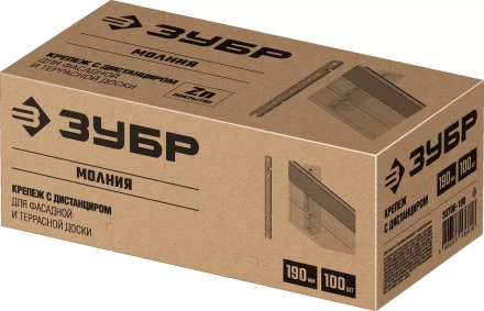 ЗУБР Молния, 190 мм, цинк, 100 шт, крепеж с дистанциром для фасадной и террасной доски (30706-190) купить в Ноябрьске