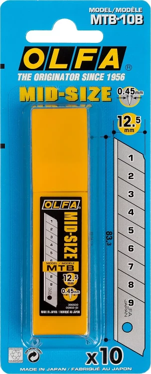 Лезвия OLFA сегментированные для OL-MT-1, 9 сегментов, 12,5мм OL-MTB-10B купить в Ноябрьске