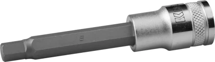 Торцовая бита-головка KRAFTOOL &quot;INDUSTRIE QUALITAT&quot;, удлиненная, материал S2, HEX, сатинированная, 1/2&quot;, H8 27909-08_z01 купить в Ноябрьске