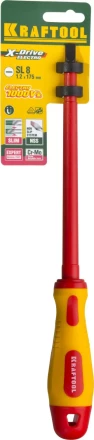 Отвертка KRAFTOOL, высоковольтная, Cr-Mo-V стержень, двухкомпонент. маслобензостойкая рукоятка, SL, 8,0х175мм 250083-8.0-175 купить в Ноябрьске