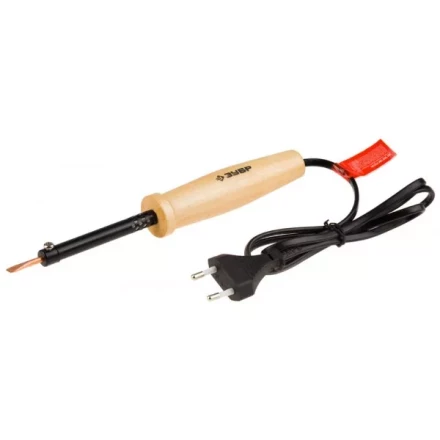 Электропаяльник ЗУБР &quot;МАСТЕР&quot; с деревянной рукояткой и долговечным жалом, форма клин, 40Вт 55405-40_z01 купить в Ноябрьске
