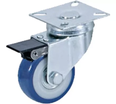 Колесо аппаратное поворотное SCvb 25 50 мм с тормозом (синяя резина) 1027149 купить в Ноябрьске