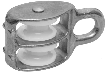 Блок ЗУБР двойной, оцинкованный, нейлоновый шкив, 7x25мм, 5 шт 4-304595-25 купить в Ноябрьске