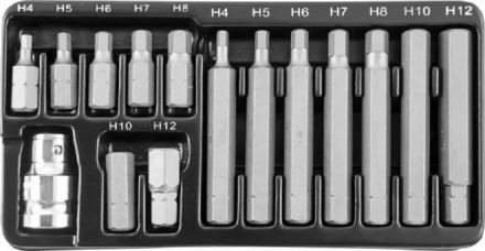 Набор вставок-бит шестигранных 30-75мм  4-12мм 15 предметов Jonnesway S29H4115S 47396 купить в Ноябрьске