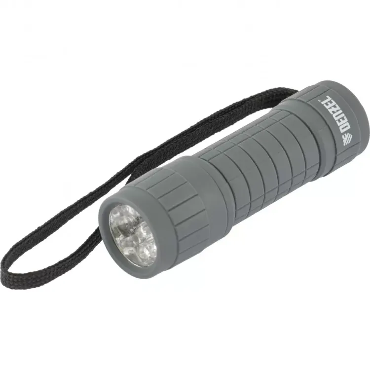 Фонарь светодиодный серый корпус с мягким покрытием 9 Led 3хААА Denzel 92612 купить в Ноябрьске