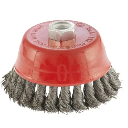Щетка для УШМ, 100 мм, М14, &quot;чашка&quot;, крученая проволока 0,35 мм  MTX 74615 купить в Ноябрьске