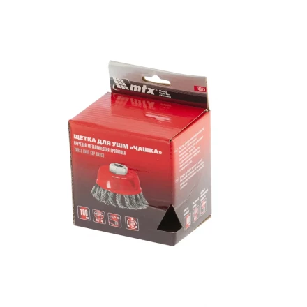 Щетка для УШМ, 100 мм, М14, &quot;чашка&quot;, крученая проволока 0,35 мм  MTX 74615 купить в Ноябрьске