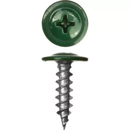 Саморезы ЗУБР с прессшайбой по листовому металлу до 0,9 мм, окрашенные в RAL-6005, PH2, 4,2х25 мм, 400шт 300191-42-025-6005 купить в Ноябрьске