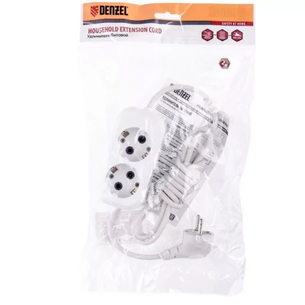 Удлинитель бытовой серия УХз-10-202 с заземлением 2 м 2 розетки 10 A Denzel 95960 купить в Ноябрьске