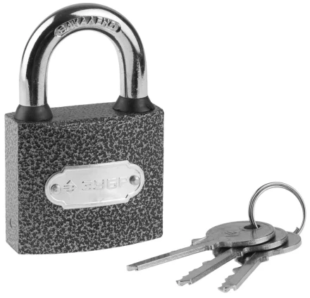 Замок ЗУБР &quot;МАСТЕР&quot; навесной, металлический корпус, закаленная дужка, 50мм 3712-50 купить в Ноябрьске