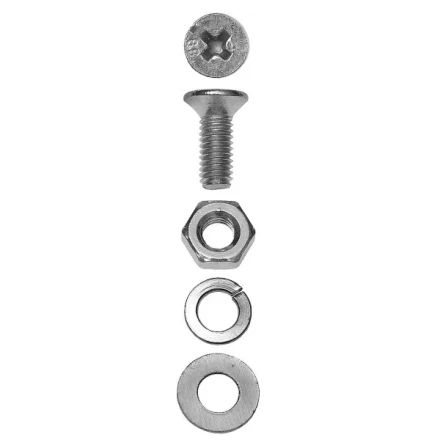 Винт ЗУБР (DIN965) в комплекте с гайкой (DIN934), шайбой (DIN125), шайбой пруж. (DIN127),  M3x25мм, ТФ6, 35шт. 4-303456-03-025 купить в Ноябрьске