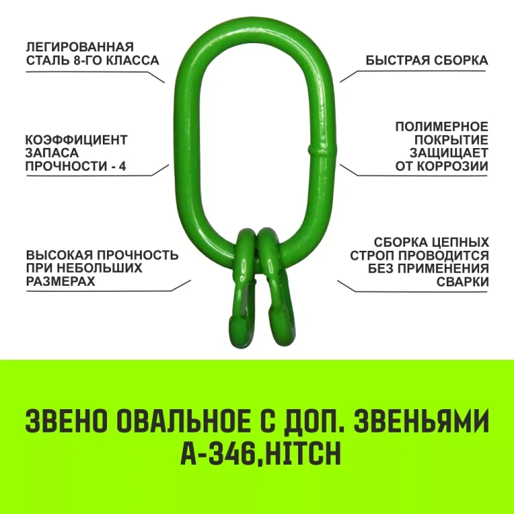 Звено овальное с доп. звеньями A-346 HITCH Т8 кл 2.36 т (SZ071390) купить в Ноябрьске
