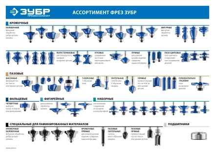 ЗУБР 25.4 x 11 мм, радиус 6.3 мм, фреза кромочная калевочная №1, Профессионал (28701-25.4) купить в Ноябрьске