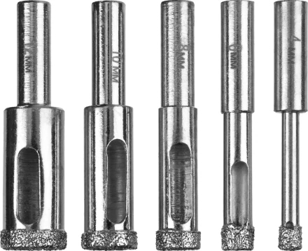 Набор ЗУБР &quot;ПРОФЕССИОНАЛ&quot;: Алмазные трубчатые сверла по керамике с кондуктором, гальваника, зерно 60, d=4/6/8/10/12мм, 6шт 29851-H6 купить в Ноябрьске
