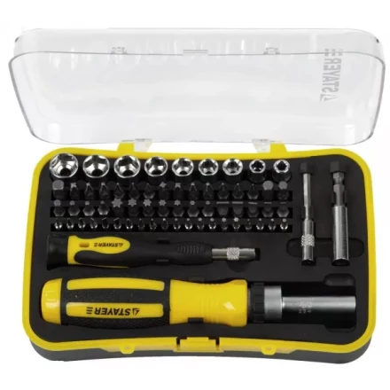 Набор STAYER &quot;MASTER&quot;: Отвертка реверсивная с эргономичной ручкой, с насадками, в пластмассовом боксе, 65 предметов 25310-H65 купить в Ноябрьске