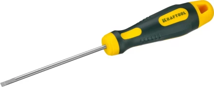 Отвертка KRAFTOOL, Cr-Mo-V сталь, двухкомпонентная противоскользящая рукоятка, SL, 3,0x80мм 250071-3.0-080 купить в Ноябрьске