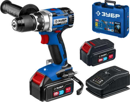 Бесщеточная дрель-шуруповерт Зубр, 2 АКБ T7 (4 Ач), в кейсе DB-201-42 серия «ПРОФЕССИОНАЛ» купить в Ноябрьске