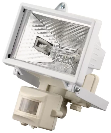 Прожектор галогеновый СВЕТОЗАР с датчиком движения, с дугой крепления под установку, цвет белый, 150Вт SV-57111-W купить в Ноябрьске