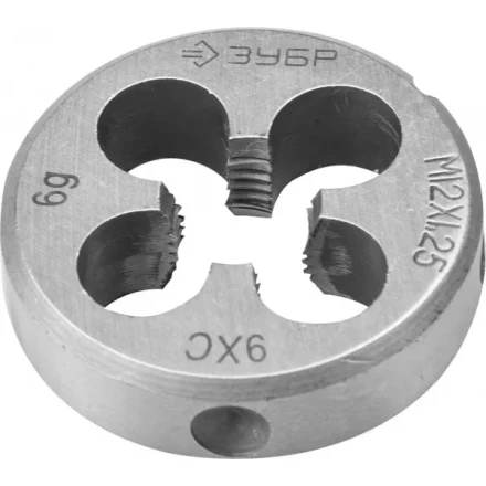 Плашка ЗУБР &quot;МАСТЕР&quot; круглая ручная для нарезания метрической резьбы, мелкий шаг, М12 x 1,25 4-28022-12-1.25 купить в Ноябрьске