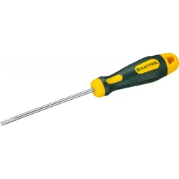 Отвертка KRAFTOOL, Cr-Mo-V сталь, двухкомпонентная противоскользящая рукоятка, SL, 4,0x90мм 250071-4.0-090