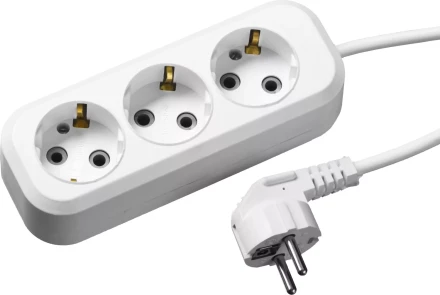 Удлинитель СИБИН электрический, ПВС сечение 0,75кв мм, 3 гнезда, макс мощн 2200Вт, 2м, заземление 55034-2 купить в Ноябрьске