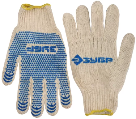Перчатки ЗУБР хлопчатобумажные с защитой от скольжения, XL 114031 купить в Ноябрьске
