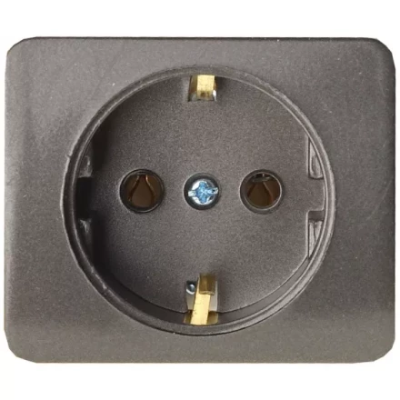 Розетка СВЕТОЗАР &quot;ГАММА&quot; с заземлением, одинарная, без вставки и рамки, цвет темно-серый металлик, 16А/~250В SV-54105-DM купить в Ноябрьске