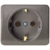Розетка СВЕТОЗАР &quot;ГАММА&quot; с заземлением, одинарная, без вставки и рамки, цвет темно-серый металлик, 16А/~250В SV-54105-DM купить в Ноябрьске