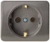 Розетка СВЕТОЗАР &quot;ГАММА&quot; с заземлением, одинарная, без вставки и рамки, цвет темно-серый металлик, 16А/~250В SV-54105-DM купить в Ноябрьске
