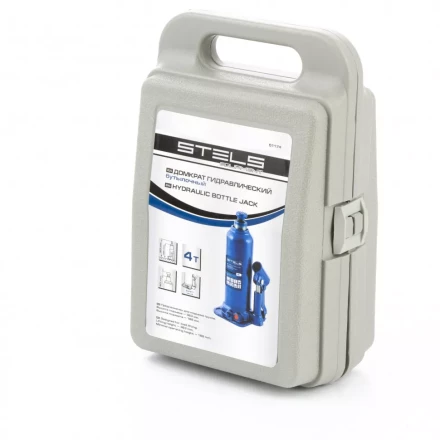 Домкрат гидравлический бутылочный 4 т h подъема 188-363 мм в пластиковом кейсе Stels 51174 купить в Ноябрьске