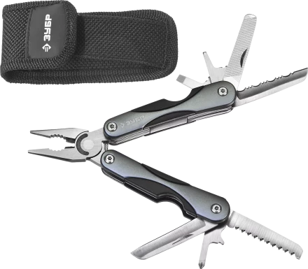 ЗУБР МАСТЕР мультитул 10 в 1 мини металлические ручки, нейлоновый чехол, 86 мм (47750) купить в Ноябрьске