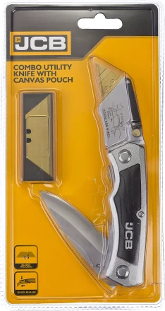 Нож JCB складной многофункц, трапец лезвие, тип &quot;А24&quot;, перочин лезвие с серрейтор заточкой, мет корпус, чехол, 5 лезвий JLC003 купить в Ноябрьске