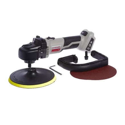 Угловая полировальная машина с бесщеточным (вентильным) двигателем ИНТЕРСКОЛ УПМ-180/18ВЭ аккумуляторная Li-ion АПИ (картон, без аккум. и ЗУ) купить в Ноябрьске