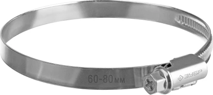ЗУБР Х-9Н, 60 - 80 мм, накатная лента 9 мм, цинк, 50 шт, червячный хомут (37807-80) купить в Ноябрьске