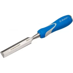 Стамеска ЗУБР "ЭКСПЕРТ" с ударопрочной двухкомпонетной ручкой и стальным затыльником для ударных работ, 26мм 18097-26