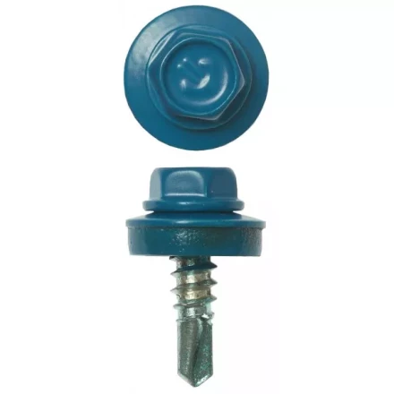 Саморезы ЗУБР окраш., RAL 5009 небесно-голуб., для крепл. кров. матер. к металл. констр., 5.5x19мм, 2500шт 4-300310-55-019-5009 купить в Ноябрьске