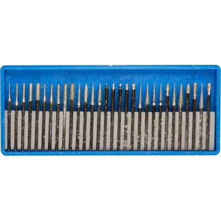 Набор ЗУБР: Мини-насадки с алмазным напылением в пластиковом боксе, P=180, хвостовик d=3мм, 30 предметов 33383-H30 купить в Ноябрьске