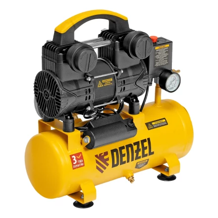 Компрессор безмасл. малошумный DLP-950/10, 950Вт,10 л, 2850 об/мин, 170 л/мин// Denzel 58141 купить в Ноябрьске