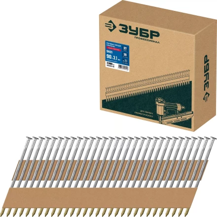 ЗУБР SN21 90 х 3.1 мм, реечные гвозди рифленые оцинкованные, 2010 шт(305396-90) купить в Ноябрьске