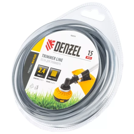 Леска для триммера армированная алюминием квадратная, 2,4мм х 15м, блистер ALUFLEX Denzel 96834 купить в Ноябрьске