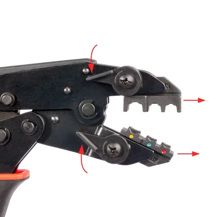 Пресс-клещи КВТ СТО+9 с 9 матрицами МПК для опрессовки разъемов, втулочных, изолированных и неизолированных наконечников (набор) (90778) купить в Ноябрьске