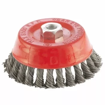 Щетка для УШМ, 125 мм, М14, &quot;чашка&quot;, крученая проволока 0,8 мм  MTX 74625 купить в Ноябрьске